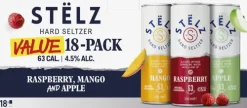 STËLZ Hard Seltzer Raspberry, Mango & Apple 18-pack|ST&Euml;LZ Clearance